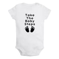 thumbnail image 1 of iDzn Take The Baby Steps Funny Rompers For Babies, Newborn Baby Unisex Bodysuits, Infant Jumpsuits, Toddler 0-24 Months Kids One-Piece Oufits, 1 of 5