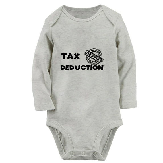iDzn® Tax Deduction Funny Rompers, Newborn Baby Unisex Bodysuits, Infant Jumpsuits, Toddler Kids Long Sleeve Oufits (Gray, 6-12 Months)