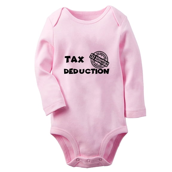 iDzn® Tax Deduction Funny Rompers, Newborn Baby Unisex Bodysuits, Infant Jumpsuits, Toddler Kids Long Sleeve Oufits (Pink, 6-12 Months)