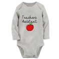 thumbnail image 1 of iDzn® Teacher's Assistant Funny Rompers, Newborn Baby Unisex Bodysuits, Infant Jumpsuits, Toddler Kids Long Sleeve Oufits (Gray, 6-12 Months), 1 of 4
