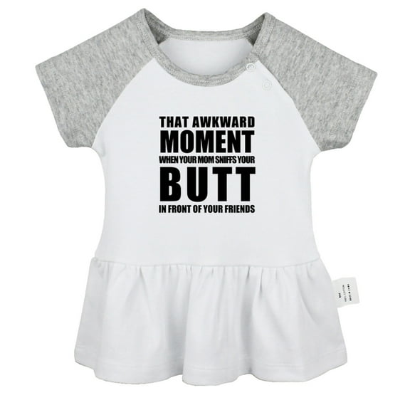 iDzn That Awkward Moment Funny Dresses For Baby, Newborn Babies Skirts, Infant Princess Dress, 0-24M Kids Graphic Clothes (Gray Raglan Dresses, 18-24 Months)
