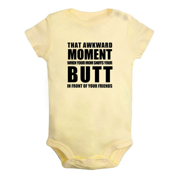 iDzn That Awkward Moment Funny Rompers For Babies, Newborn Baby Unisex Bodysuits, Infant Jumpsuits, Toddler 0-12 Months Kids One-Piece Oufits (Yellow, 0-6 Months)