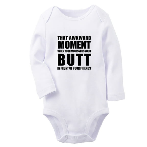 iDzn That Awkward Moment Funny Rompers, Newborn Baby Unisex Bodysuits, Infant Jumpsuits, Toddler Kids Long Sleeve Oufits (White, 0-6 Months)