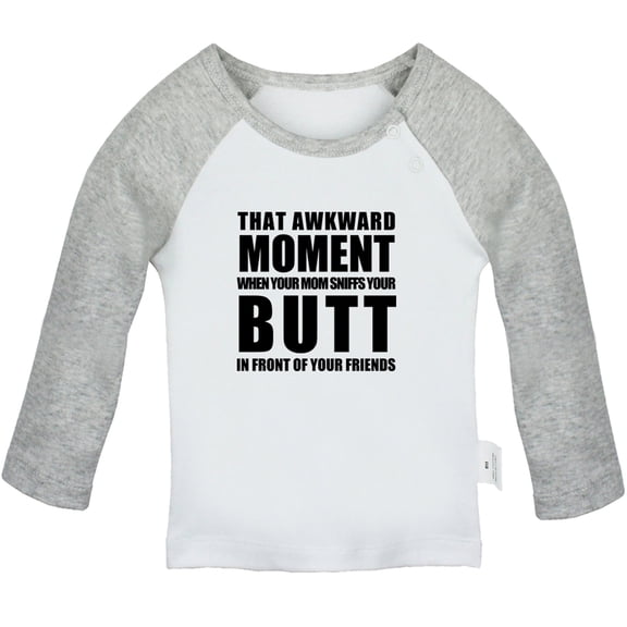 iDzn That Awkward Moment Funny T shirt For Baby, Newborn Babies T-shirts, Infant Tops, 0-24M Kids Graphic Tees Clothing (Long Gray Raglan T-shirt, 18-24 Months)
