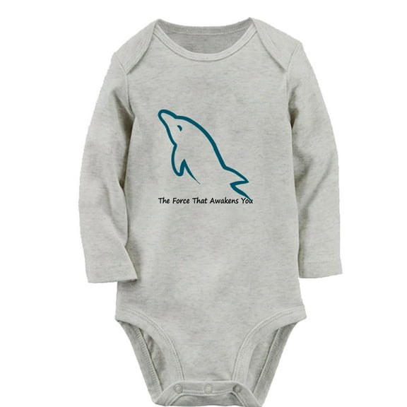 iDzn The Force That Awakens You Funny Rompers, Newborn Baby Unisex Bodysuits, Infant Animal Dolphin Graphic Jumpsuits, Toddler Kids Long Sleeve Oufits (Gray, 6-12 Months)