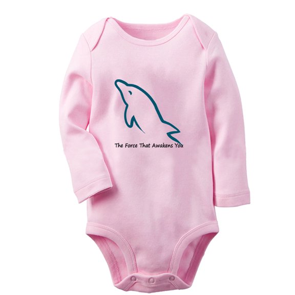 iDzn The Force That Awakens You Funny Rompers, Newborn Baby Unisex Bodysuits, Infant Animal Dolphin Graphic Jumpsuits, Toddler Kids Long Sleeve Oufits (Pink, 0-6 Months)