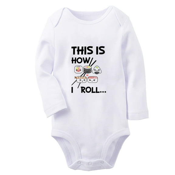 iDzn® This is How I Roll Funny Rompers, Newborn Baby Unisex Bodysuits, Infant Jumpsuits, Toddler Kids Long Sleeve Oufits (White, 6-12 Months)