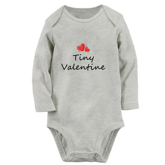iDzn® Tiny Valentine Funny Rompers, Newborn Baby Unisex Bodysuits, Infant Jumpsuits, Toddler Kids Long Sleeve Oufits (Gray, 6-12 Months)