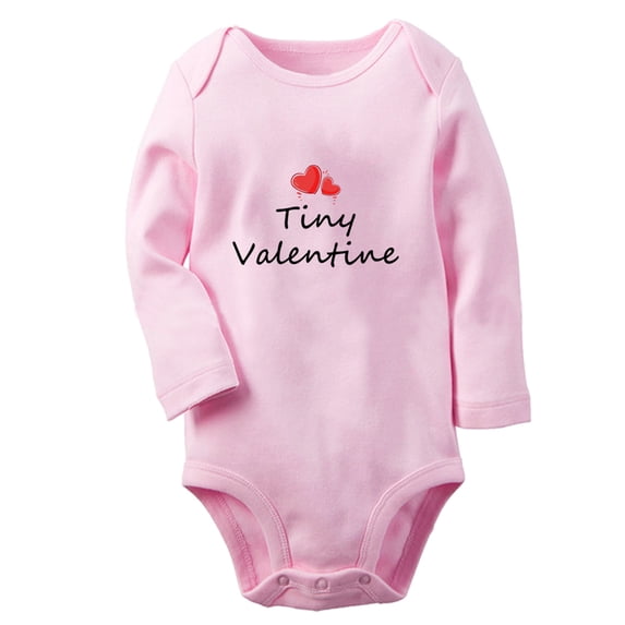 iDzn® Tiny Valentine Funny Rompers, Newborn Baby Unisex Bodysuits, Infant Jumpsuits, Toddler Kids Long Sleeve Oufits (Pink, 6-12 Months)