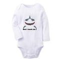 thumbnail image 1 of iDzn Don't Touch Me Funny Rompers, Newborn Baby Unisex Bodysuits, Infant Animal Shark Graphic Jumpsuits, Toddler Kids Long Sleeve Oufits (White, 0-6 Months), 1 of 4