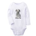 thumbnail image 1 of iDzn Waiting for Hug Funny Rompers, Newborn Baby Unisex Bodysuits, Infant Animal Dog Graphic Jumpsuits, Toddler Kids Long Sleeve Oufits (White, 0-6 Months), 1 of 5