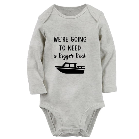 iDzn® We're Going to Need a Bigger Boat Funny Rompers, Newborn Baby Unisex Bodysuits, Infant Jumpsuits, Toddler Kids Long Sleeve Oufits (Gray, 0-6 Months)