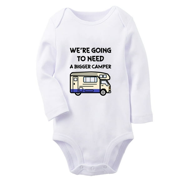 iDzn® We're Going to Need a Bigger Camper Funny Rompers, Newborn Baby Unisex Bodysuits, Infant Jumpsuits, Toddler Kids Long Sleeve Oufits (White, 0-6 Months)