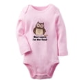 thumbnail image 1 of iDzn Don't Worry I'm Not Tired Funny Rompers, Newborn Baby Unisex Bodysuits, Infant Animal Owl Graphic Jumpsuits, Toddler Kids Long Sleeve Oufits (Pink, 6-12 Months), 1 of 4