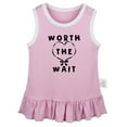 thumbnail image 1 of iDzn Worth The Wait Funny Dresses For Baby, Newborn Babies Skirts, Infant Princess Dress, 0-24M Kids Graphic Clothes (Pink Sleeveless Dresses, 0-6 Months), 1 of 4