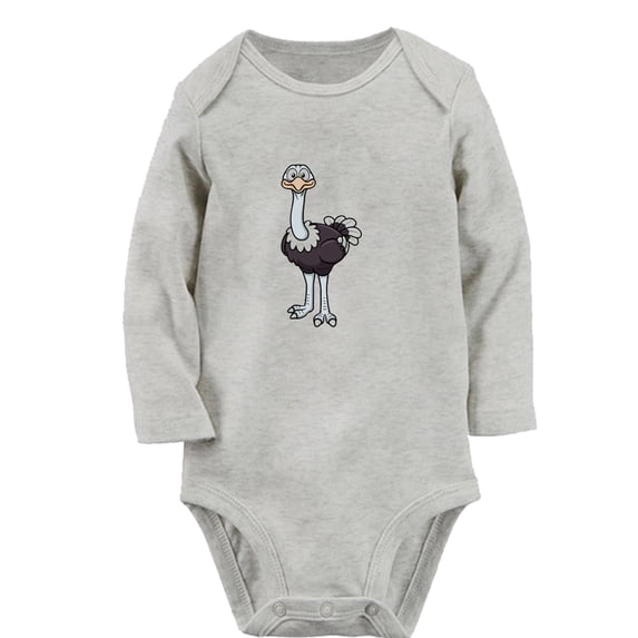 iDzn Do You Have Milk Funny Rompers, Newborn Baby Unisex Bodysuits, Infant Animal Ostrich Graphic Jumpsuits, Toddler Kids Long Sleeve Oufits (Gray, 0-6 Months)