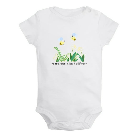 iDzn Do You Suppose She's A Wildflower Funny Rompers For Babies, Newborn Baby Unisex Bodysuits, Infant Jumpsuits, Toddler 0-12 Months Kids One-Piece Oufits (White, 0-6 Months)