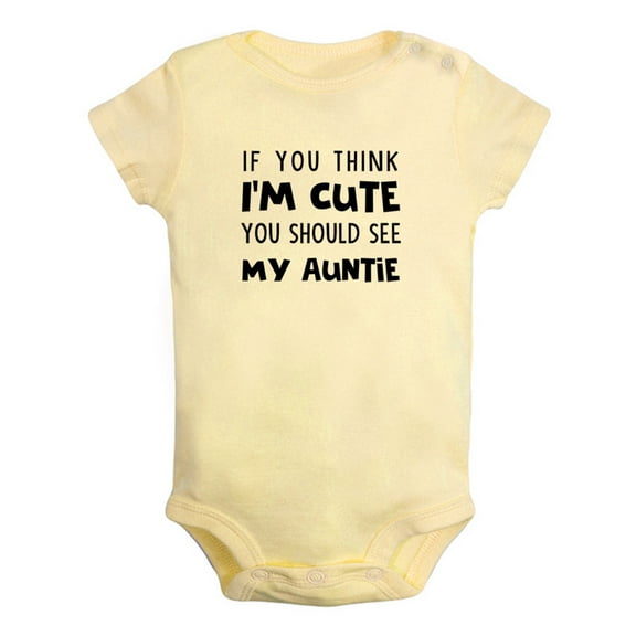 iDzn If You Think I'm Cute You Should See My Auntie Funny Rompers For Babies, Newborn Baby Unisex Bodysuits, Infant Jumpsuits, Toddler 0-24 Months Kids One-Piece Oufits
