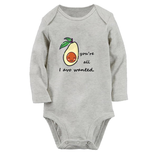 iDzn You're All I Avo Funny Rompers, Newborn Baby Unisex Bodysuits, Infant Avocado Novelty Jumpsuit, Toddler Kids Long Sleeve Oufits (Gray, 6-12 Months)