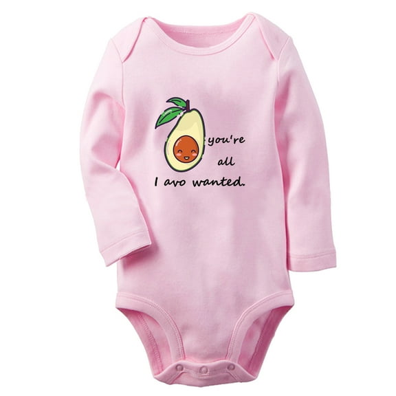iDzn You're All I Avo Funny Rompers, Newborn Baby Unisex Bodysuits, Infant Avocado Novelty Jumpsuit, Toddler Kids Long Sleeve Oufits (Pink, 0-6 Months)