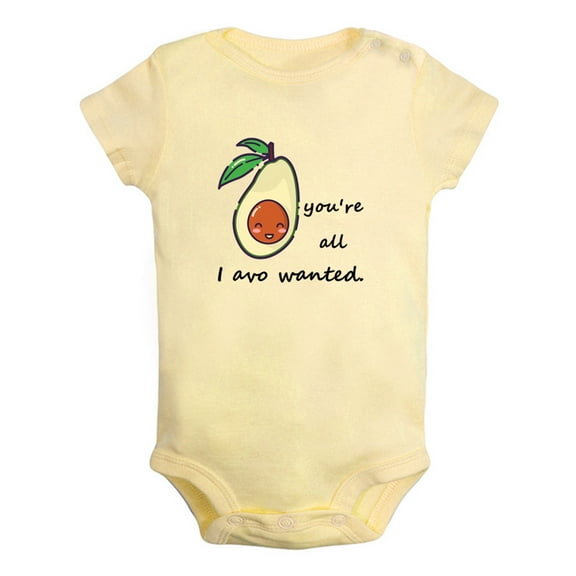 iDzn You're All I Avo Wanted Funny Rompers For Babies, Newborn Baby Unisex Bodysuits, Infant Avocado Jumpsuits, Toddler 0-12 Months Kids One-Piece Oufits (Yellow, 0-6 Months)