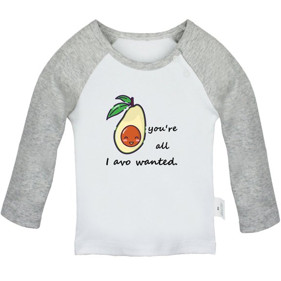 iDzn You're All I Avo Wanted Funny T shirt For Baby, Newborn Babies T-shirts, Infant Fruit Avocado Tops, 0-24M Kids Graphic Tees Clothing (Long Gray Raglan T-shirt, 18-24 Months)