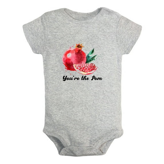 iDzn You're the Pom Funny Rompers For Babies, Newborn Baby Unisex Bodysuits, Infant Pomegranate Jumpsuits, Toddler 0-12 Months Kids One-Piece Oufits (Gray, 12-18 Months)