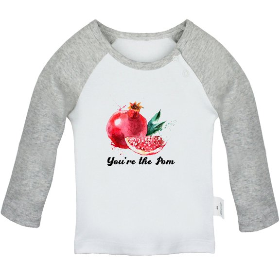 iDzn You're the Pom Funny T shirt For Baby, Newborn Babies T-shirts, Infant Pomegranate Tops, 0-24M Kids Graphic Tees Clothing (Long Gray Raglan T-shirt, 6-12 Months)