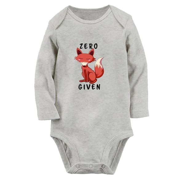 iDzn Zero Given Animal Fox Funny Rompers, Newborn Baby Unisex Bodysuits, Infant Jumpsuits, Toddler Kids Long Sleeve Oufits (Gray, 0-6 Months)