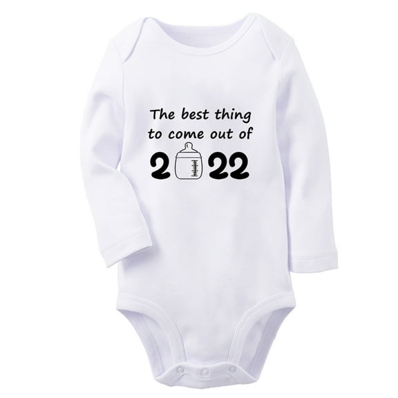 iDzn® the best thing to come out of 2022 Funny Rompers, Newborn Baby Unisex Bodysuits, Infant Jumpsuits, Toddler Kids Long Sleeve Oufits (White, 0-6 Months)