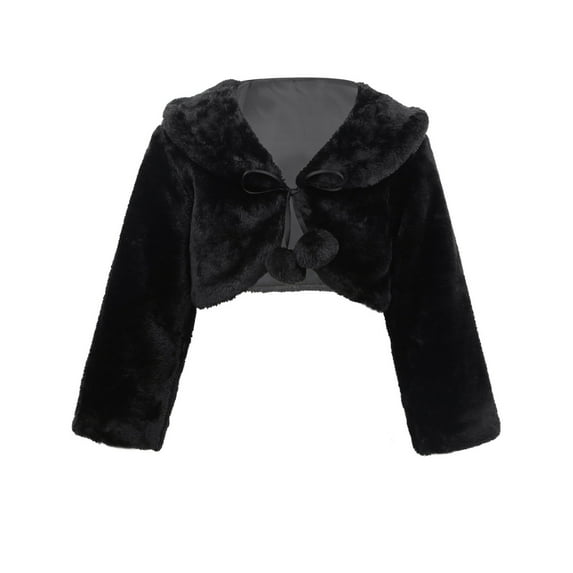 iEFiEL Baby Little Girls Faux Fur Long Sleeve Coat Birthday Wedding Dress Cardigan Wrap Jacket