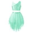 thumbnail image 1 of iEFiEL Big Girls Lyrical Ballet Leotard Tutu Dress Sequins Crop Top with Skirt Mint Green 6, 1 of 5