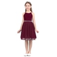 thumbnail image 1 of iEFiEL Big Little Girls Halter Neck Chiffon Summer Dress Sleeveless Rhinestone Wedding Birthday Party Dress Burgundy 10, 1 of 6