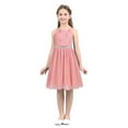 thumbnail image 1 of iEFiEL Big Little Girls Halter Neck Chiffon Summer Dress Sleeveless Rhinestone Wedding Birthday Party Dress Coral Pink 14, 1 of 7