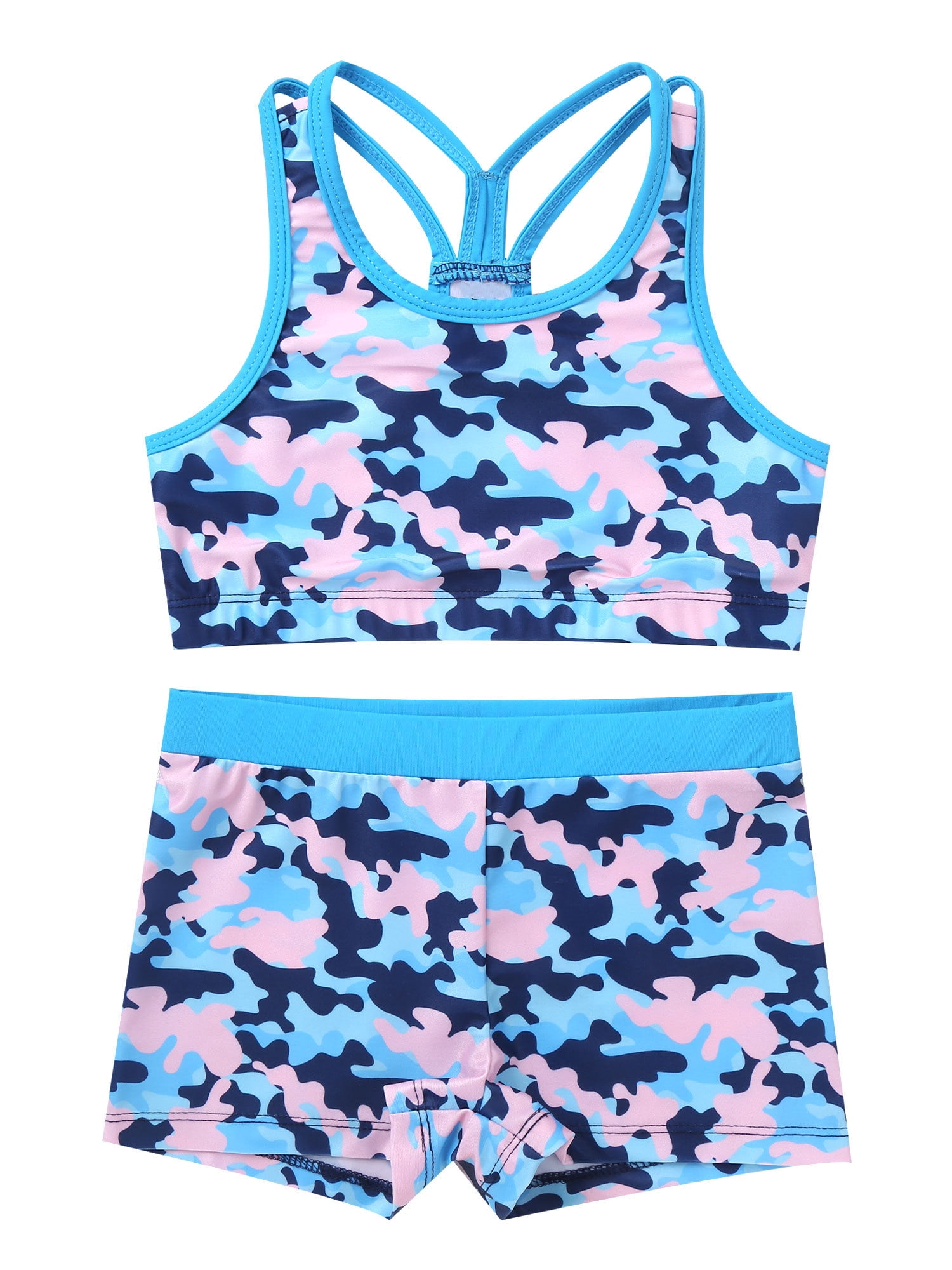 iEFiEL Big Little Girls Tankini Swimsuit 2Pcs Tank Top with Boyshorts