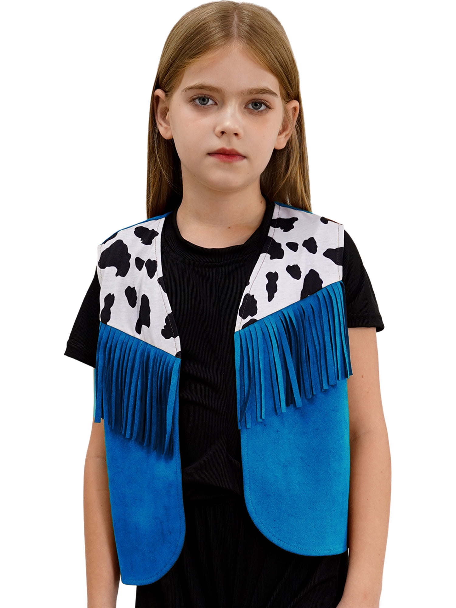 Kids Western Vest – PU Leather Sleeveless Waistcoat With Cow Print For Toddler Boys & Girls