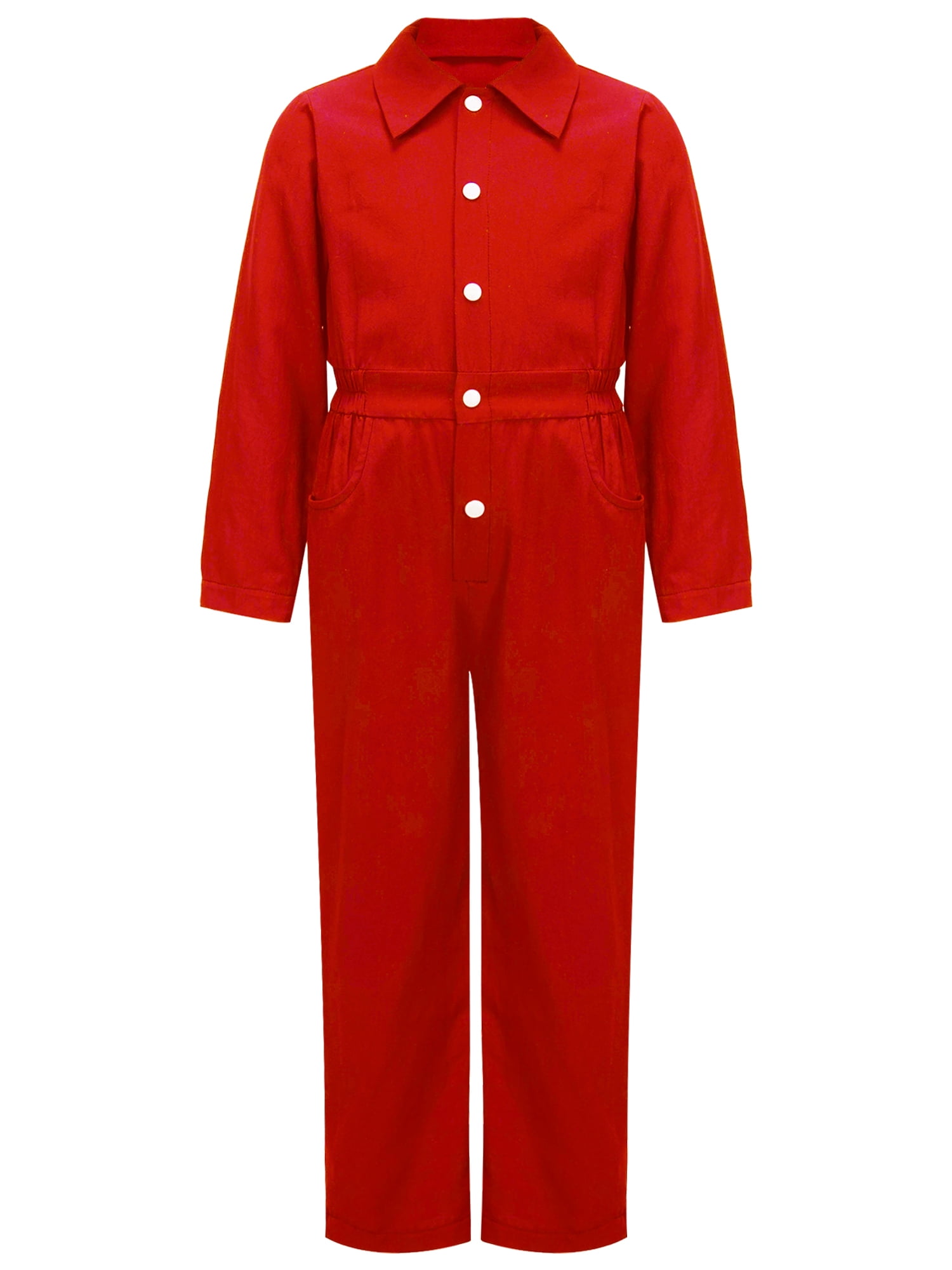 Red Boiler Suit Costume All in One Jumpsuit Kids Unisex