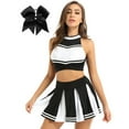 thumbnail image 1 of iEFiEL Women Cheerleading Costume Sleeveless Crop Tank Top Mini Pleated Skirt Cheer Leader Uniforms Black S, 1 of 6