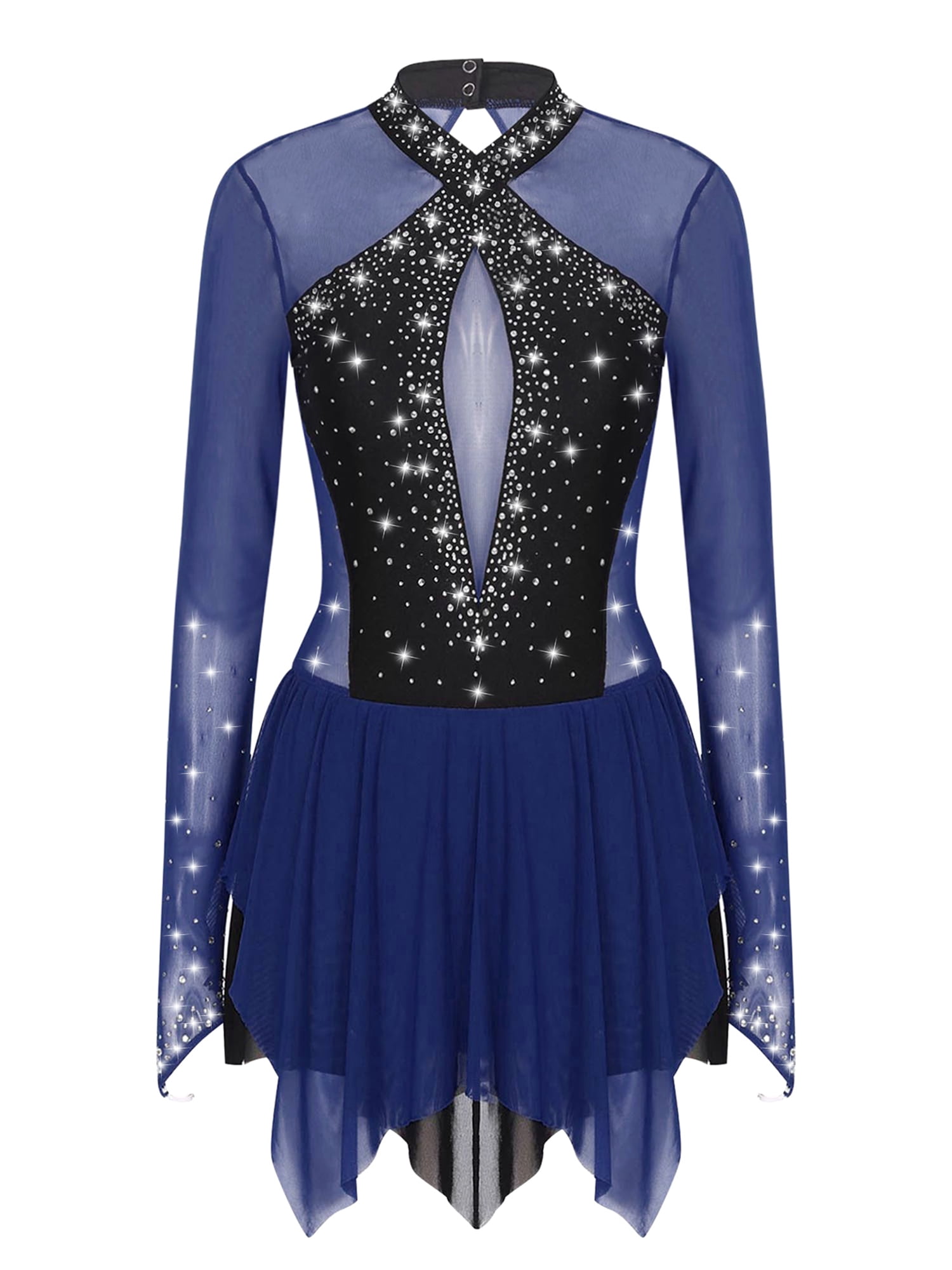 iEFiEL Figure Ice Skating Dress for Women Sparkling Rhinestone ...