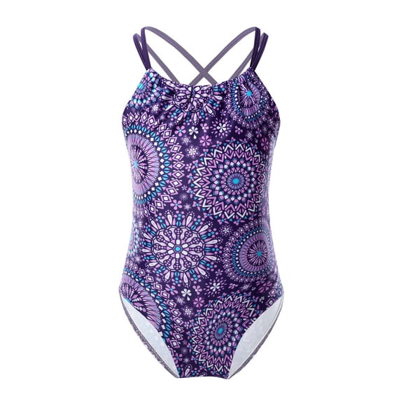 iEFiEL Girl's One-Piece Spaghetti Shoulder Straps Bohemian Beach Leotard Bikini Swimwear Bathing Suit