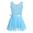 thumbnail image 1 of iEFiEL Girls Adjustable Shoulder Ballet Dance Gymnastics Leotard with Chiffon Wrap Skirt Sky Blue-A XXL, 1 of 7