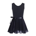 thumbnail image 1 of iEFiEL Girls Ballet Gymnastics Basic Leotard with Chiffon Wrap Skirt Black 12-14, 1 of 4