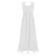 thumbnail image 1 of iEFiEL Girls Chiffon Bridesmaid Dress High Waist Floral Lace Shoulder Straps Birthday Party Dress White 16, 1 of 6