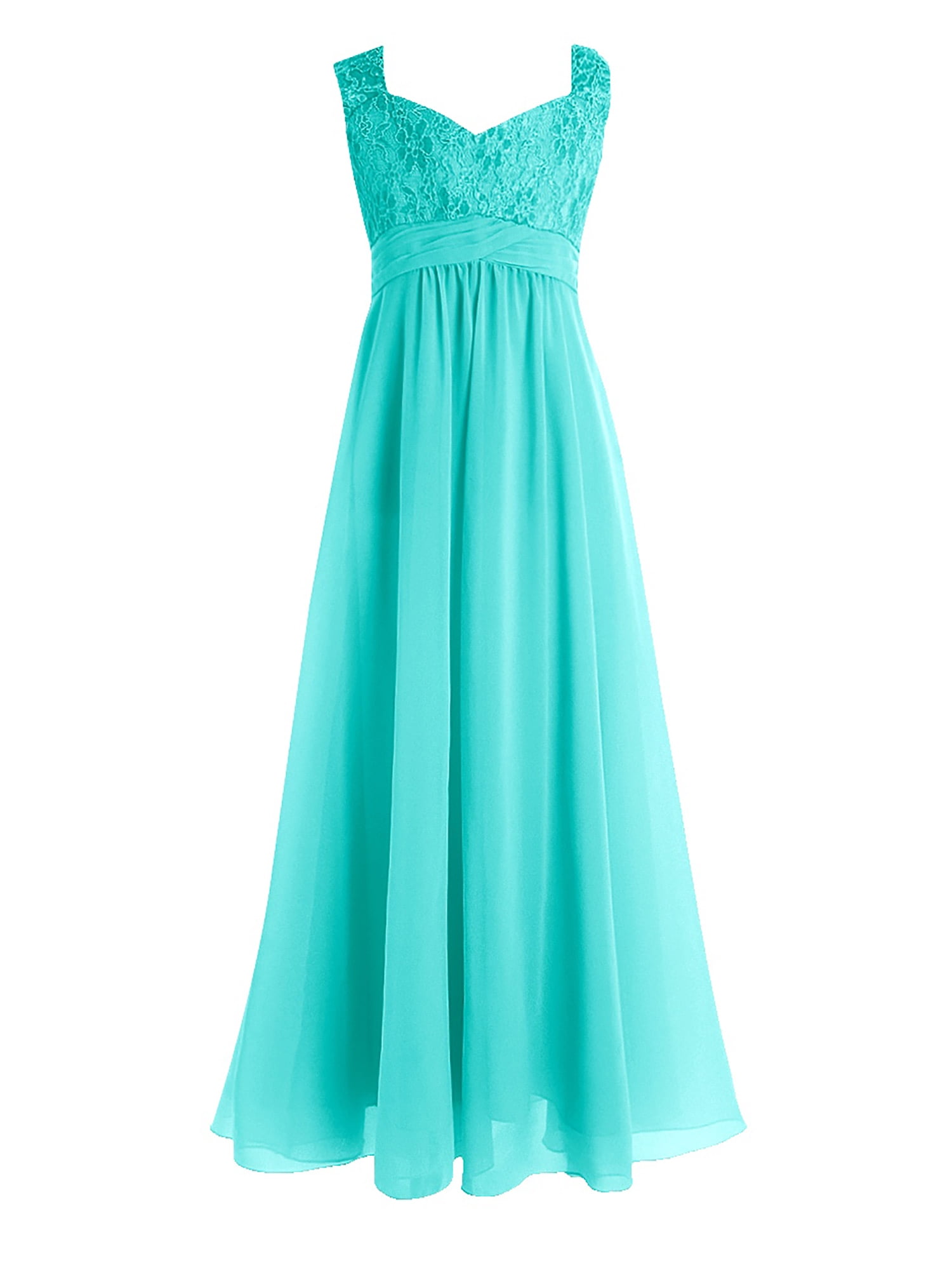 iEFiEL Girls Chiffon Lace Flower Girl Dress Wedding Bridesmaid Gown Green  14 - Walmart.com