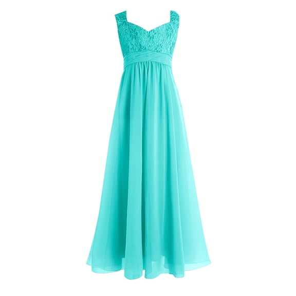 iEFiEL Girls Chiffon Lace Flower Girl Dress Wedding Bridesmaid Gown Green 10