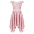 thumbnail image 1 of iEFiEL Girls Chiffon Off Shoulder Dress High-Low Rhinestone Bridesmaid Dress Wedding Pageant Evening Gown Orange Pink 14, 1 of 5