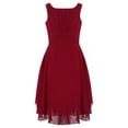 thumbnail image 1 of iEFiEL Girls Chiffon Pleated High-waisted Princess Pageant Bridesmaid Birthday Party Dress Wine Red 16, 1 of 7