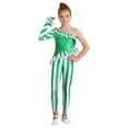 thumbnail image 1 of iEFiEL Girls Christmas Candy Cane Costume Striped Ballet Unitard Sequins Jumpsuit Green 14, 1 of 7