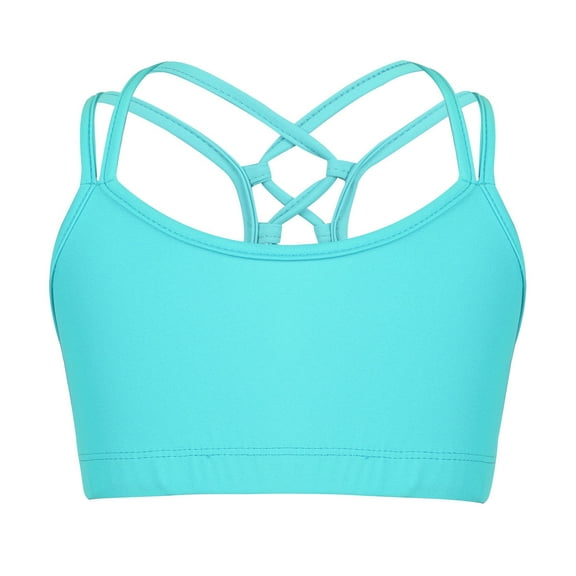iEFiEL Girls Criss Cross Back Tank Bra Tops Crop Top for Ballet Dance Workout Mint Green 10