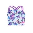 thumbnail image 1 of iEFiEL Girls Double Cross Shoulder Straps Swimming Crop Top Vest Butterfly Prints Tankini Tank Top Swimwear Purple 16, 1 of 5